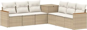vidaXL Juego De Sof&aacute; 7 Uds. Beige Y Blanco Crema Vidaxl