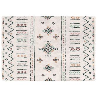 Oviala Alfombra de pelo largo con estampado &eacute;tnico beige 120x170 cm