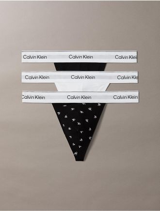 Calvin Klein Mens Icon Cotton Stretch 3-Pack Thong - Black - XL