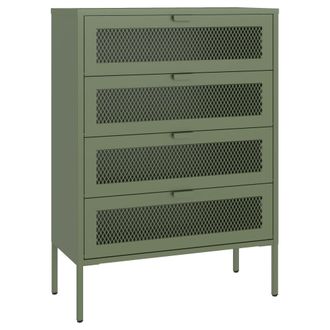 Happy Garden Zapatero de 4 puertas en metal verde caqui