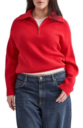 Mango Half Zip Sweater in Red at Nordstrom, Size X-Small