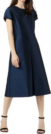 Ann Mashburn Suzzette Midi Dress In Navy Mikado
