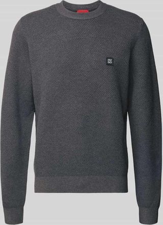 HUGO BOSS Regular Fit Strickpullover mit Schurwoll-Anteil Modell SETAL in Mittelgrau, Gr&ouml;&szlig;e XXL