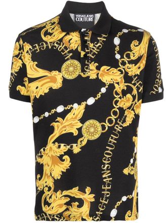 Versace Jeans Couture Polo con stampa barocca - Nero