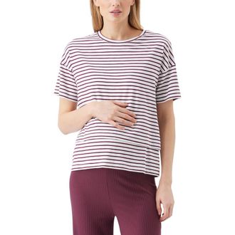 Ripe Claudette Nursing Tee in White /Maroon at Nordstrom, Size X-Large Au