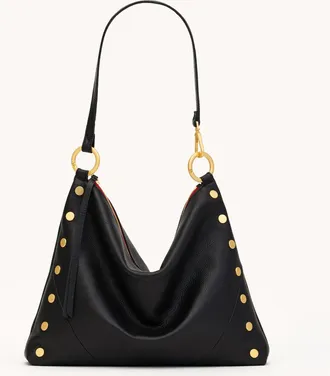 Hammitt Hammitt Kyle Black Brushed Gold Red Zip Lrg