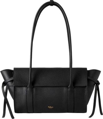 Mulberry Small Bayswater Black Shoulder Bag With Laminated Logo In Leather