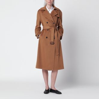 Tagliatore Trench doppiopetto marrone chiaro in cashmere
