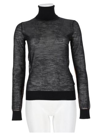 Maison Margiela Lightweight Semi-Sheer Pullover with High Turtleneck and Textured Pattern