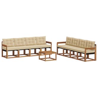 vidaXL Conjunto De Sof&aacute;s De Exterior Con Coj&iacute;n 9 Pcs Natural Y Beige Vidaxl
