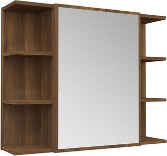 vidaXL Armario con espejo baño madera marrón roble 80x20,5x64 cm Vidaxl