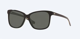 Costa Unisex May Polarized Squared Sunglasses In Shiny Black Frame Gray