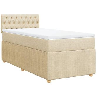 vidaXL Cama Box Spring Con Colch&oacute;n Tela Color Crema 80x200 Cm Vidaxl