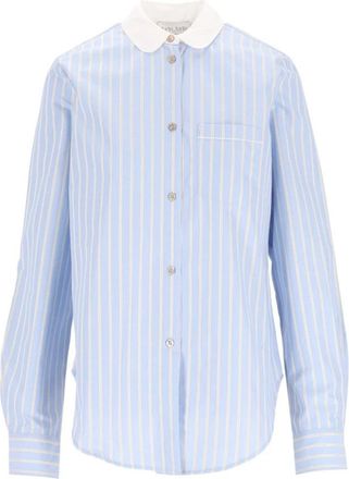 Forte_Forte Gestreepte Katoenen Blouse - Dames - Overhemden - Blauw - M - Katoen - Overhemden