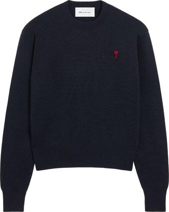 Ami Small Heart Logo Wool Knit Navy HKS826-001-414