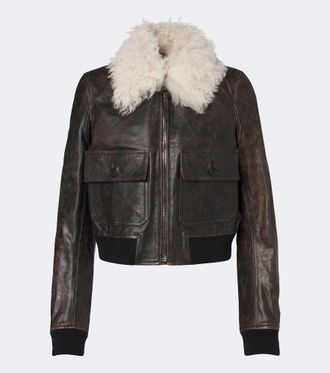 Fendi Giacca in pelle con shearling