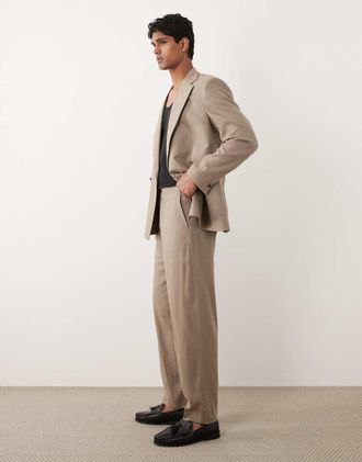 Asos Pantaloni da abito affusolati oversize marroni testurizzati-Marrone