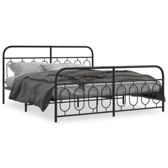 Berkfield Home Metal Bed Frame without Mattress with Footboard Black 183x213cm | Size: 183x213 cm