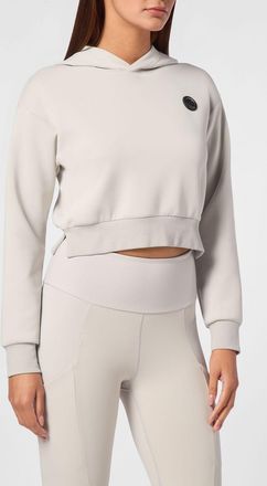Plein Sport Felpa cropped in jersey con cappuccio e spacchi laterali