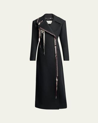 Dries Van Noten Embellished Floor-Length Wool Coat