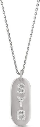 SHYMI Pav&eacute; Cubic Zirconia Name Tag Pendant Necklace in Silver at Nordstrom