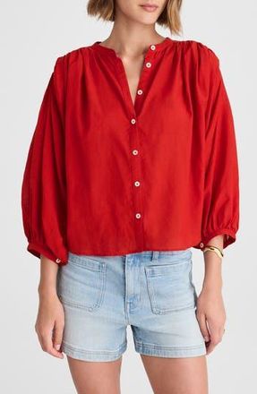 Madewell Shirred Voile Button-Up Top in Cherry Red at Nordstrom Rack, Size Xx-Small