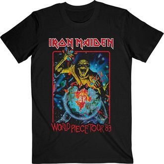 Iron Maiden T Shirt World Piece Tour 1983 Band Logo Official Mens Black XL