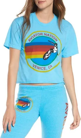 Aviator Nation Graphic Tee in Neon Blue at Nordstrom, Size X-Small