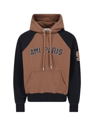 Ami Two-Tone Hoodie With Stitched Branding And Embroidered Detail