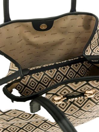 Guess Womens Tote Bag Black Cotton - Tote-Bags