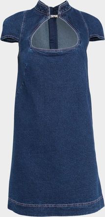 Versace Jeans Couture Cut-Out Denim Mini Dress