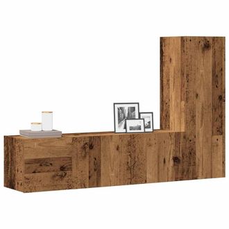 Berkfield Home Wall Mounted TV cabinets 3 pcs Old Wood Engineered Wood in Brown