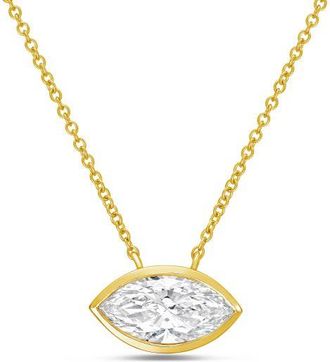 Diana M. Jewels 14kt yellow gold lab grown east west marquise bezel pendant weighing 15.00 ct