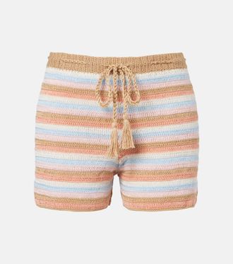 Anna Kosturova Striped crochet cotton shorts