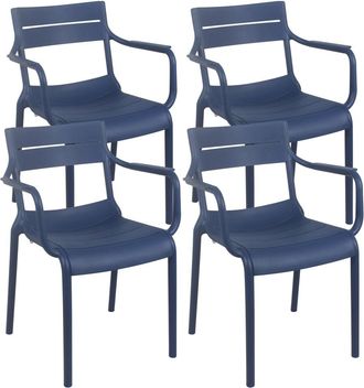 Oviala Juego de 4 sillones de jard&iacute;n de pl&aacute;stico azul pac&iacute;fico