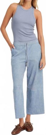 SPRWMN Suede Cropped Baggy Pants In Vintage Denim