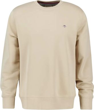 GANT logo-embroidered crew neck sweatshirt - men - Cotton/Recycled Polyester - L - Neutrals