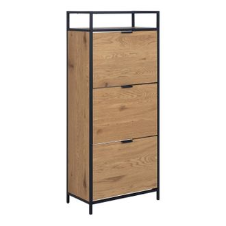Furniture To Go Seaford Shoe Cabinet in Black & Oak