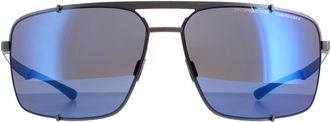 Porsche Design zonnebril P8919 D Gunmetal Zwart sterke donkerblauwe spiegel