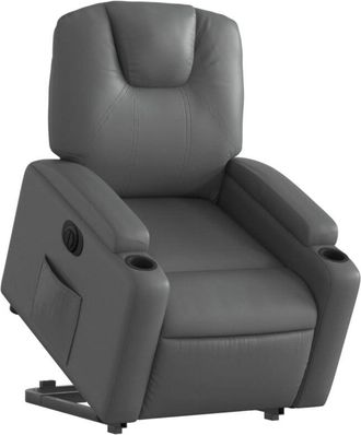 vidaXL Vidaxl - Sill&oacute;n Reclinable Elevable El&eacute;ctrico De Cuero Sint&eacute;tico Gris