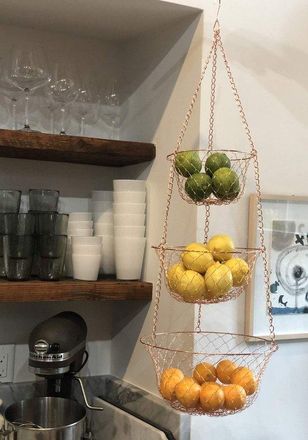 OEM Cesta Colgante De Cobre De 3 Niveles Para Frutas De Cocina, 81 Cm