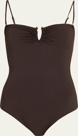 Nili Lotan Ruched U-Ring One-Piece Swimsuit