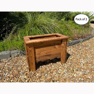 Charles Taylor Trading Multi Pack of 2 Rectangular Regular Trough - Minimal Assembly Required in Light Brown