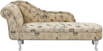 Beliani Beliani - Vintage Left Hand Chaise Lounge Polyester Fabric Stamp Print Nimes