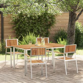 Berkfield Home 5 Piece Garden Dining Set Solid Wood Acacia in Brown