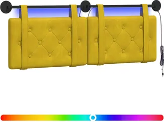 vidaXL Cabecero Colgante Con Luz Led Amarillo Terciopelo Vidaxl