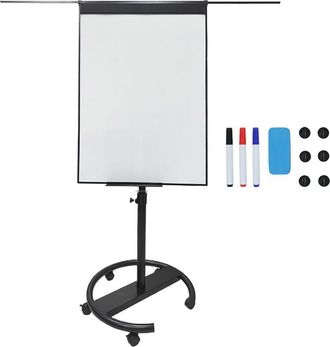 Relaxdays Pizarra Blanca Relaxdays, Magn&eacute;tica, Ajustable En Altura, Con Ruedas, Marco De Aluminio, 100 X 70 Cm