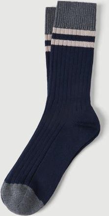 Brunello Cucinelli Cotton socks with stripes in Navy Blue at Nordstrom, Size Xx-Large Eu