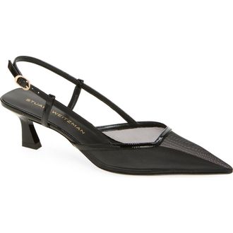Stuart Weitzman Vinnie 50 Slingback Pump in Black/Black at Nordstrom, Size 10.5