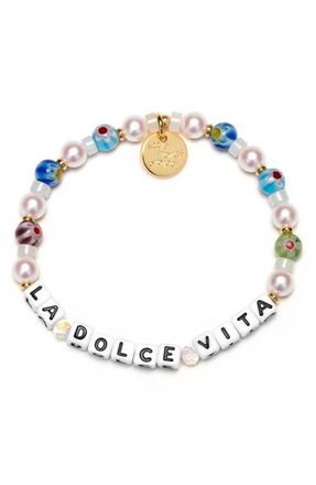 Little Words Project La Dolce Vita Beaded Stretch Bracelet in White at Nordstrom, Size Small